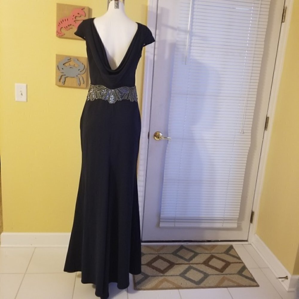 Badgley Mischka Embellished Drapped Back Gown 6
